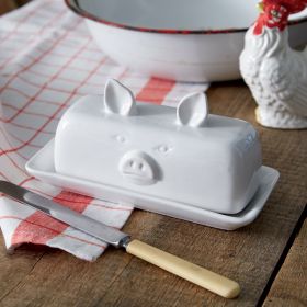 tPorcelain Piglet Butter Dish - Cute and Functional Kitchen Accessory
