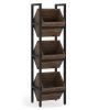 Rustic Farmhouse Industrial 3 Bin 36 Bottle Wine Rack Storage Display Shelf