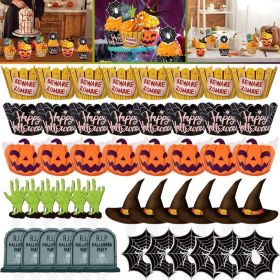 48 Pcs Halloween Cupcake Toppers Wrappers Spider Web Pumpkin Zombie Disposable Artistic Bake Paper Cups for Halloween Theme Party Kitchen Cupcake