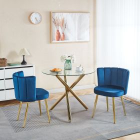 1+2,3pieces dining set, Table metal leg Mid-century Dining Table for 4-6 people With Glass Table Top, Pedestal Dining Table