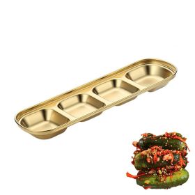 Sauce Dish Hotpot Seasoning Disc Barbecue Tableware (Color: Gold, Type: Dish)
