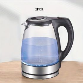 Electric Kettle with Stainless Steel Filter and Inner Lid, 1200W Wide Opening 1.7L Glass Tea Kettle & Hot Water Boiler Black (SKU: HC471806919-06-01)